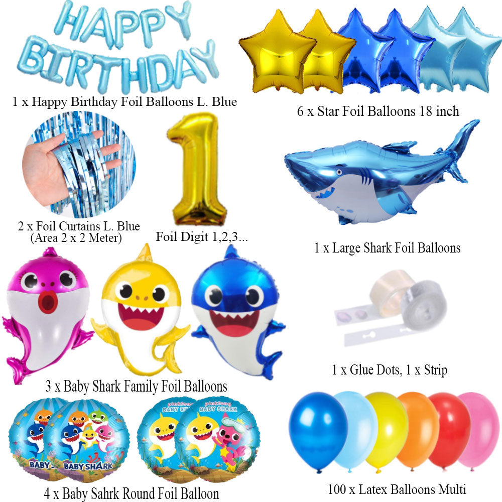 Baby Shark Theme Birthday Party Decorations Full Set of Balloons